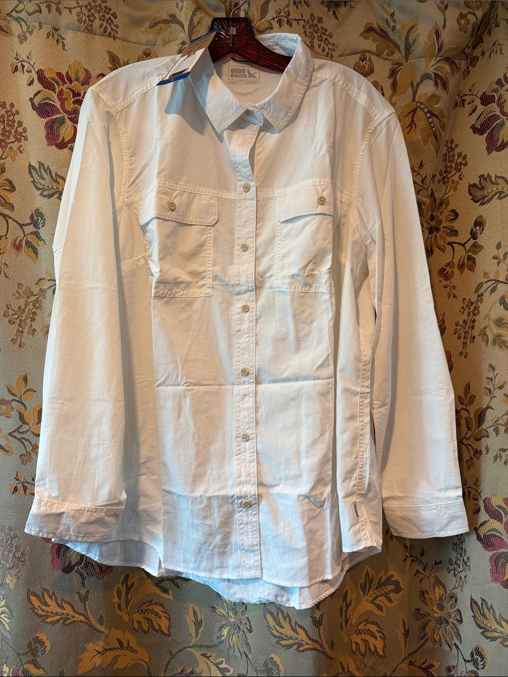 Eddie Bauer Mountain Ripstop Classic White Button-Front womens SPF 50 Sun Shirt